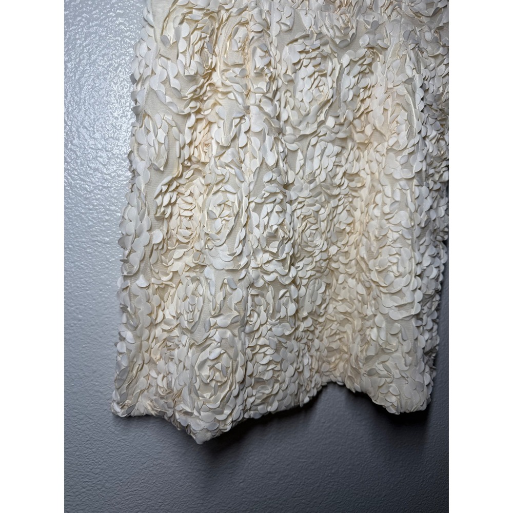 Alpha & Omega Cream 3D Rosette Floral Mini Dress V-Neck Spaghetti Strap Medium - Picture 6 of 10